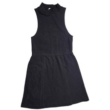 Free People Navy Blue Ribbed knit Mock Neck Fit Flare Dress Womens sleeveless M