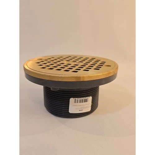 ProFlo PF42848 Plastic Drain Barrel with Brass Grate and Trim Ring Floor Drain - Picture 2 of 7