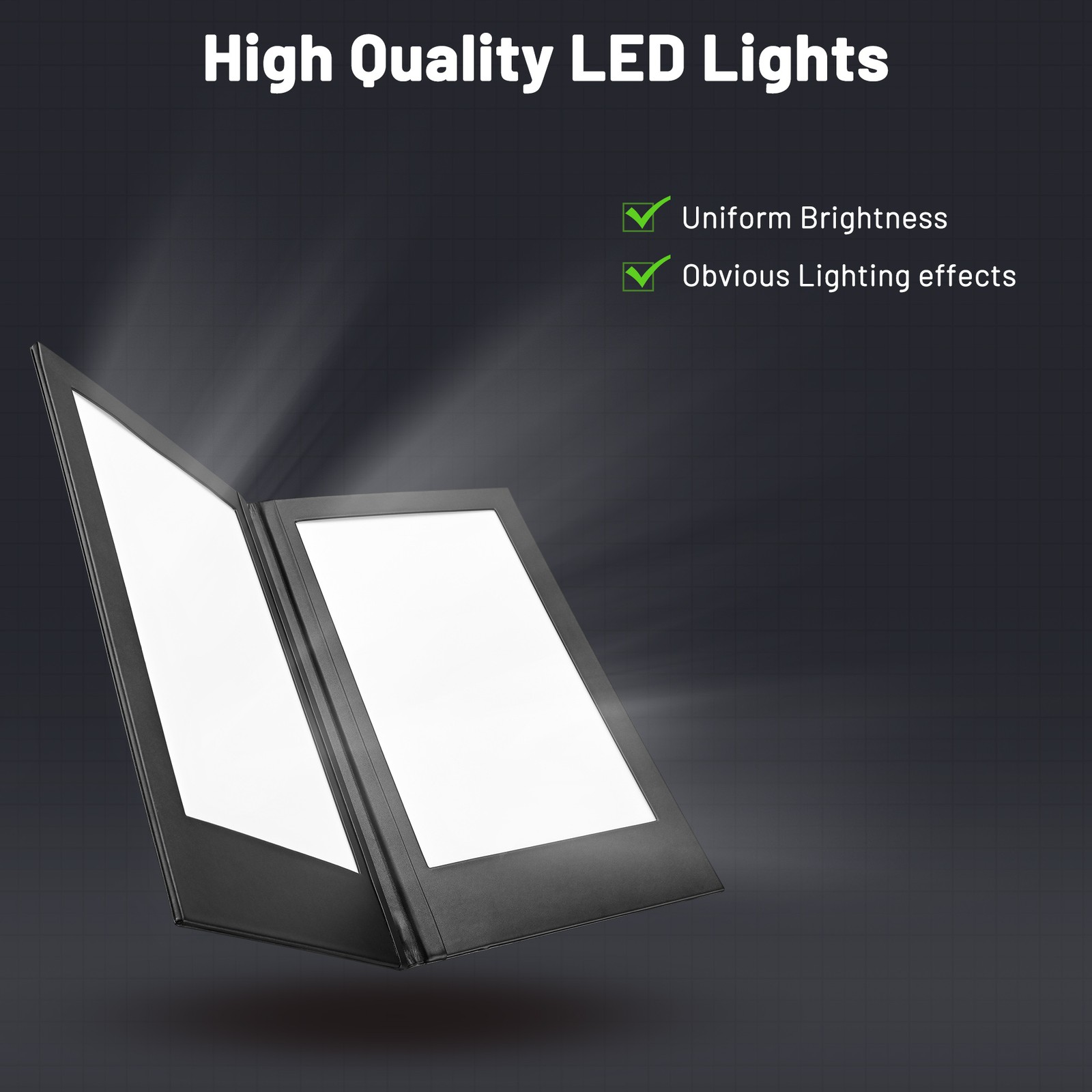 WeChef 4 Pack LED Backlit Menu Cover Leatherette Wine List Check Bill Holder