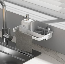 Under Sink Storage Wall-Mounted No Drilling Sponge Rack Sink Caddy Transparent
