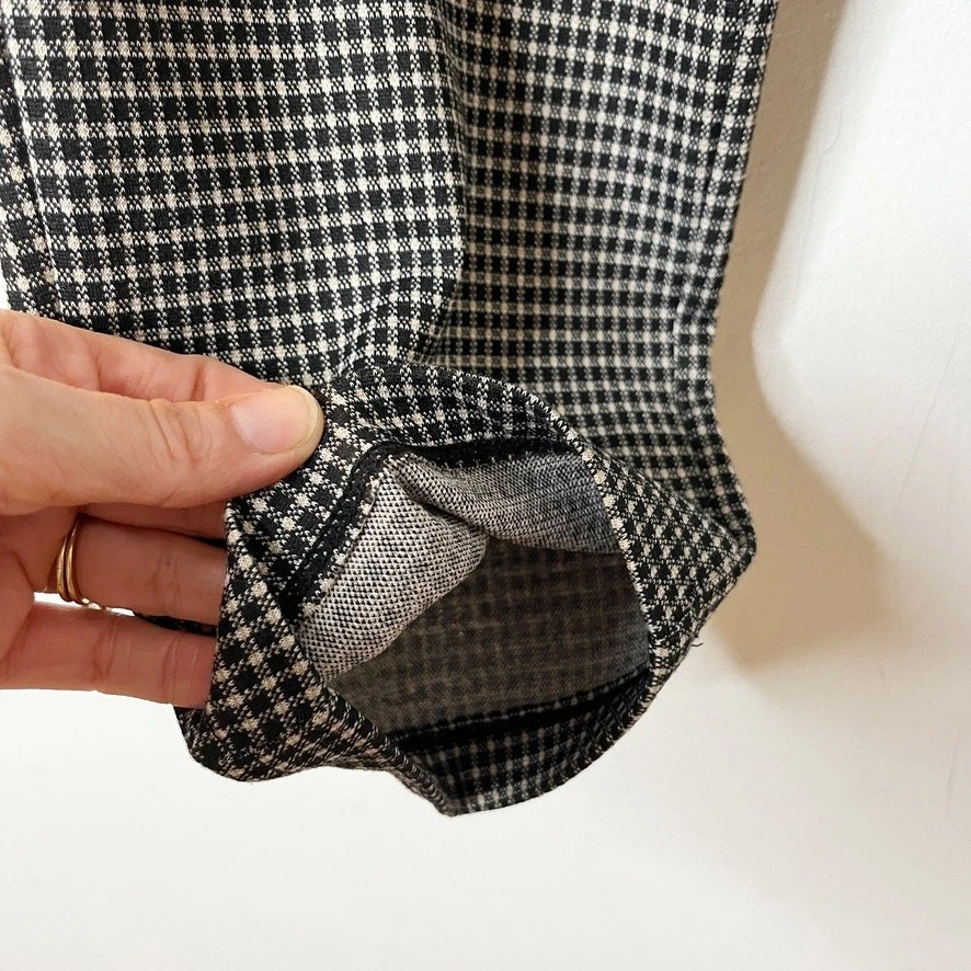 Max Studio Womens Double Knit Slim Trouser Pants M Houndstooth Check Black White - Image 3 of 4