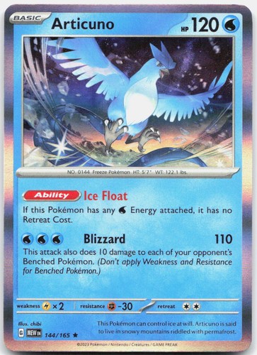 Articuno 144/165 Rare 151 Pokemon Holo Near Mint