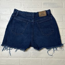 Vintage Cut Off Shorts Women 28" Blue Denim Ultra High Rise 80s 90s USA