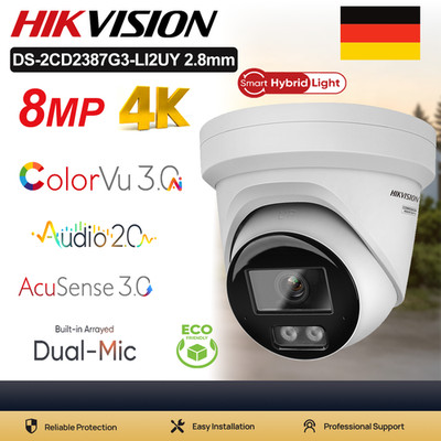 Hikvision 4K 8MP Smart Hybrid Light Überwachungskamera IP ColorVu3.0 Acusense3.0