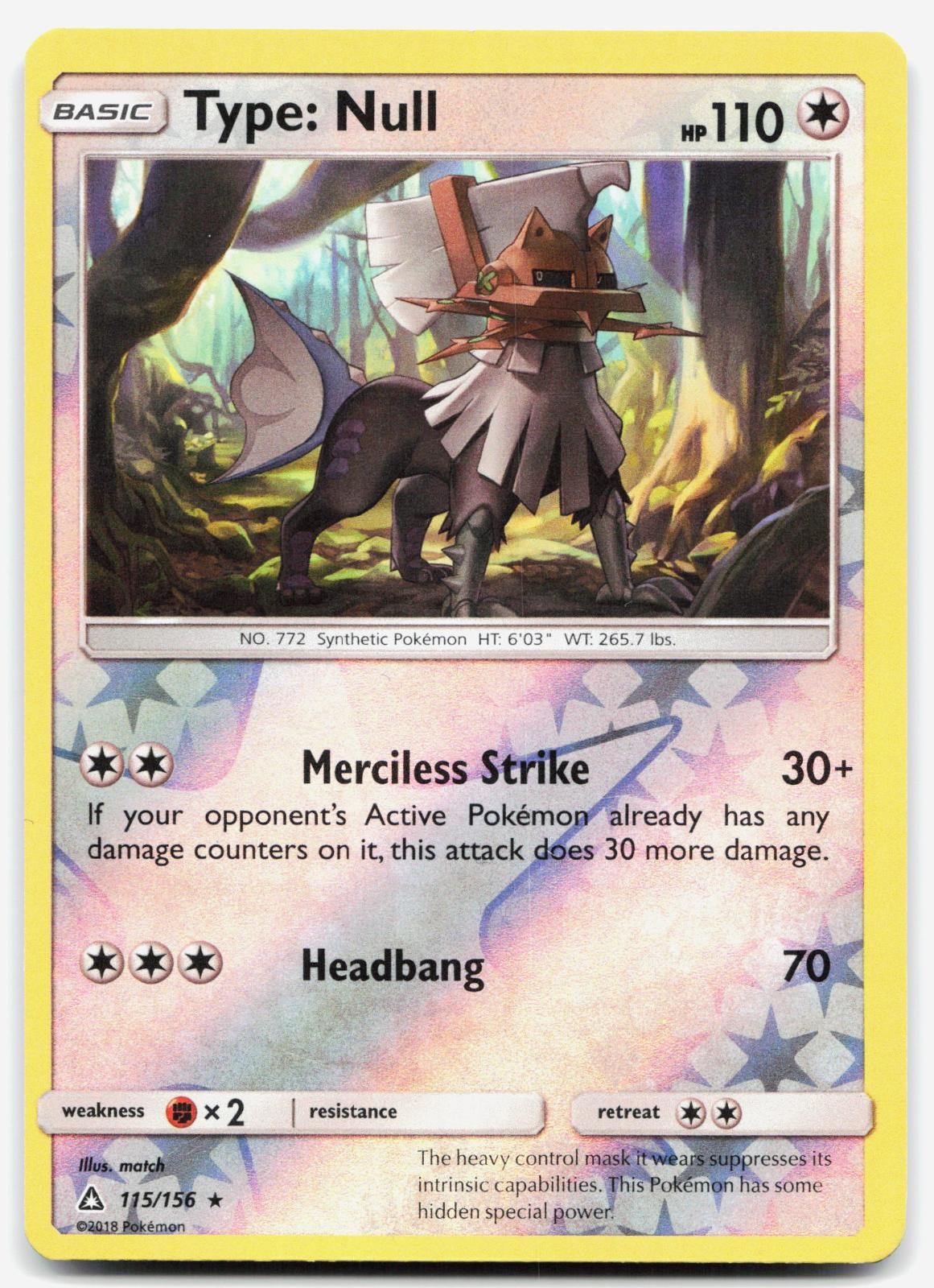 Type: Null 115/156 Rare Ultra Prism Pokemon Reverse Holo NM