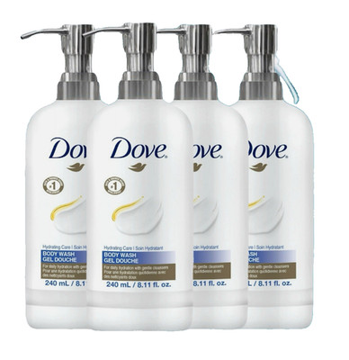 PACK OF 4 - Dove Hydrating Care Daily Use Body Wash 8.11 oz/240 ml In Each