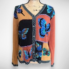 JTWO NEW YORK Vintage Beaded and Emroidered Butterfly Cardigan EUC