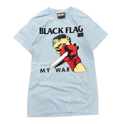 Vintage 90s Baby Blue Black Flag My War SST Records Punk Band Tee