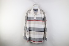 Vtg Y2K Tommy Hilfiger Mens L Spell Out Heavyweight Long Sleeve Rugby Polo Shirt