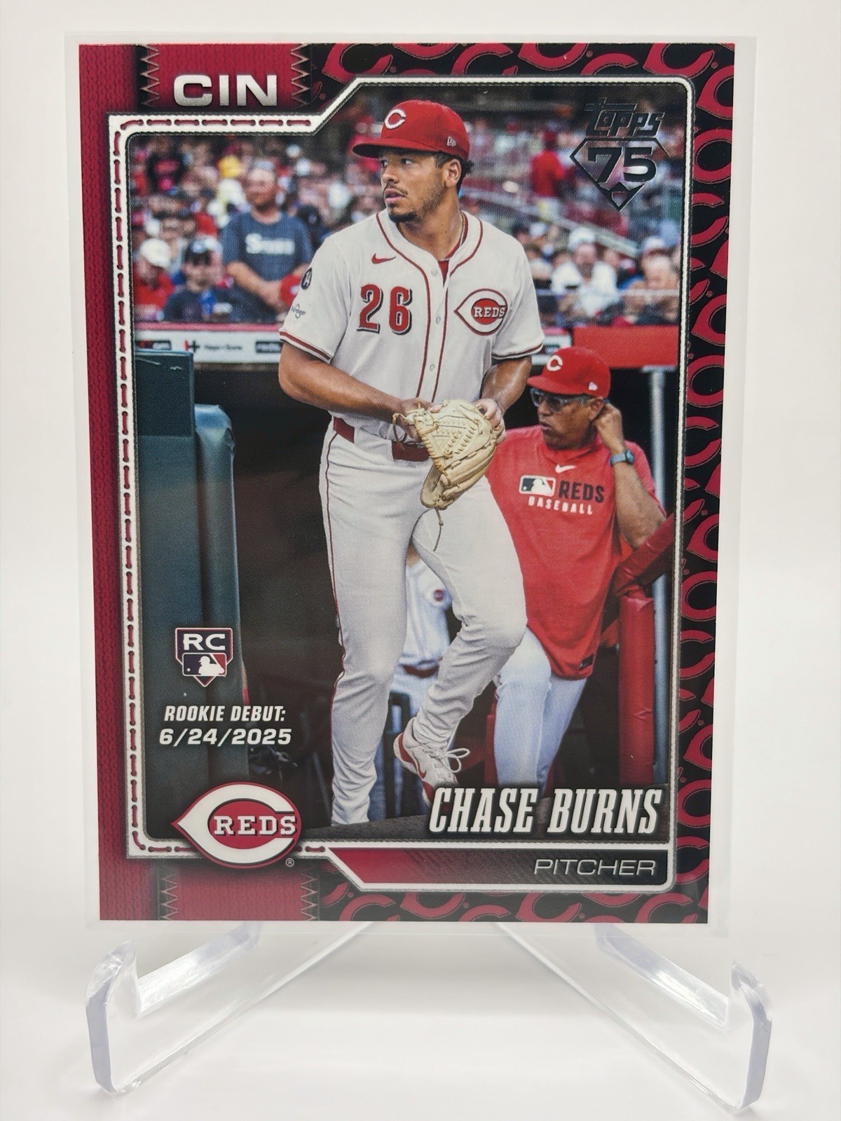 2026 Topps Update Series Chase Burns Team Border Variation Reds #US145 SP RC
