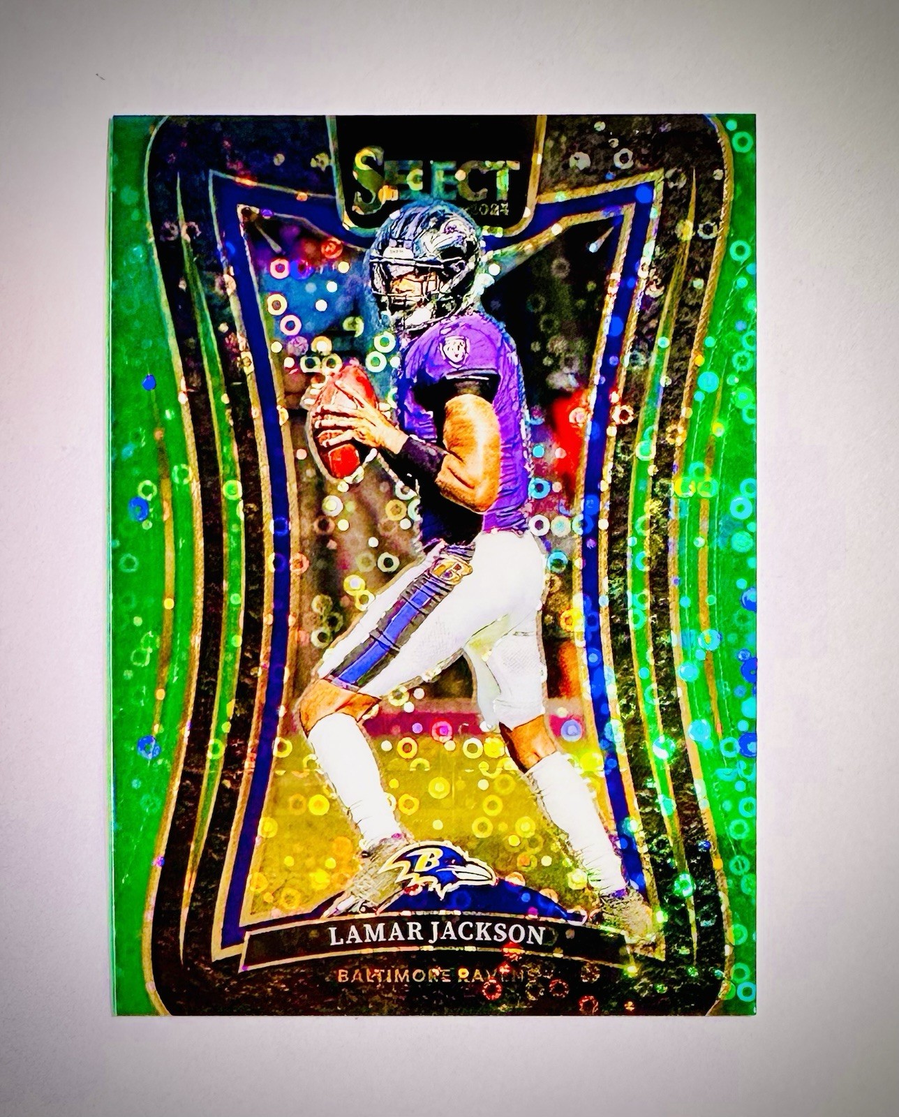 LAMAR JACKSON🔥💎/5💎🔥2024 Select Suite Level Green Disco #386~NM/Better~Ravens