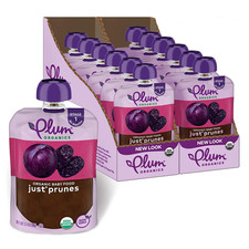 Plum Organics Just Prunes, 4 Months - Organic Baby Food Pouches, 3.5 Oz Pouch 