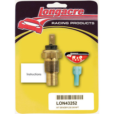 Longacre 52-43252, One Water Temp Sender 3/8In. Npt 230 Deg Performance Parts