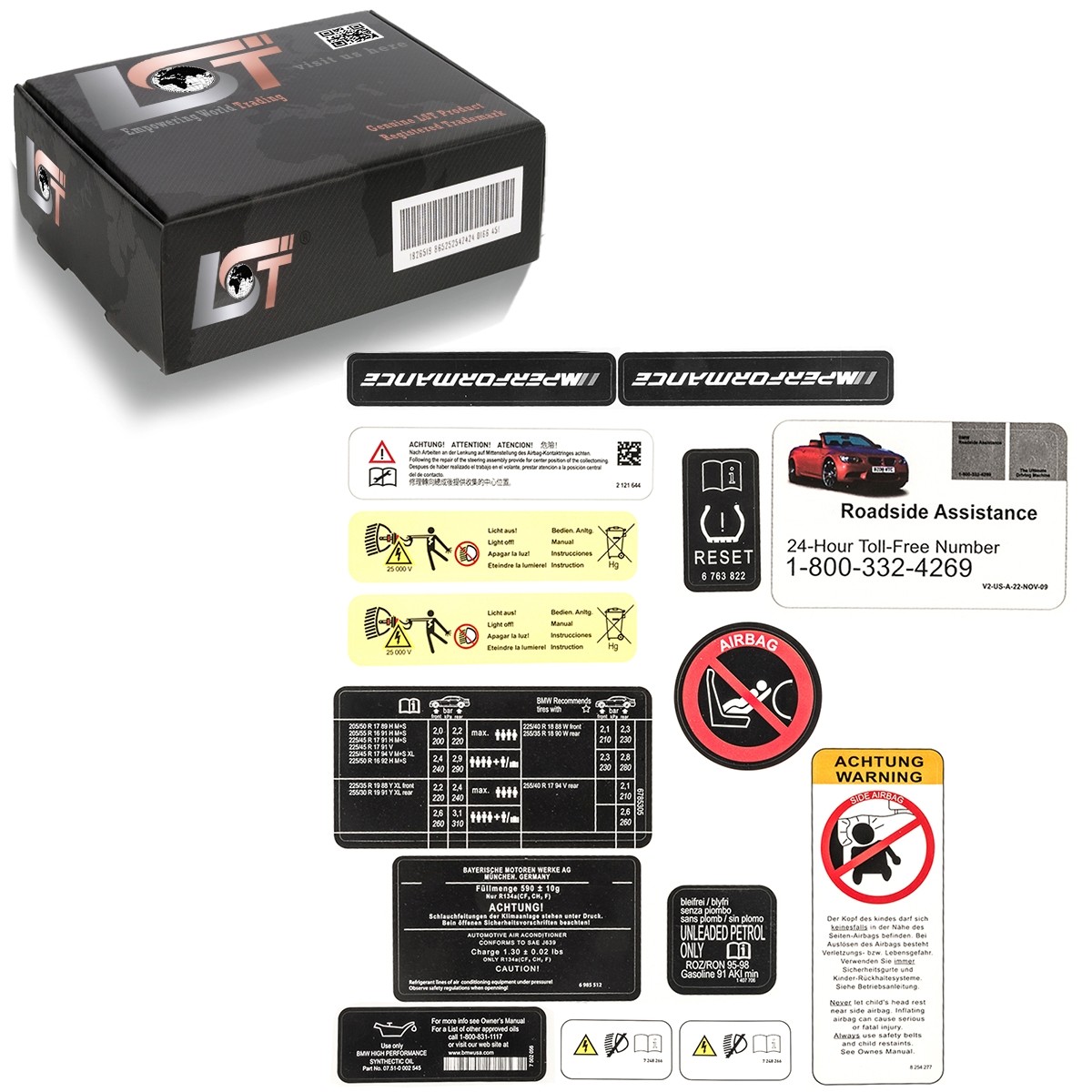 Warning Signs Sticker Sheet 15 Stickers Warning for BMW E90 E91 E92 E93