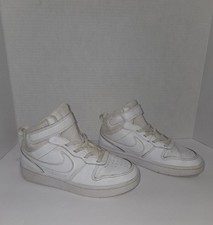 Nike Court Borough 2 Mid Top Sneakers Hook Loop White Leather 2Y EU33.5