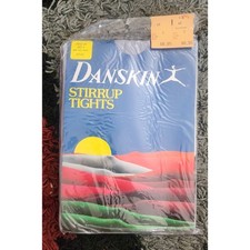 DANSKIN vintage 80's Stirrup Tights, Black size C STYLE 49 SMOKE