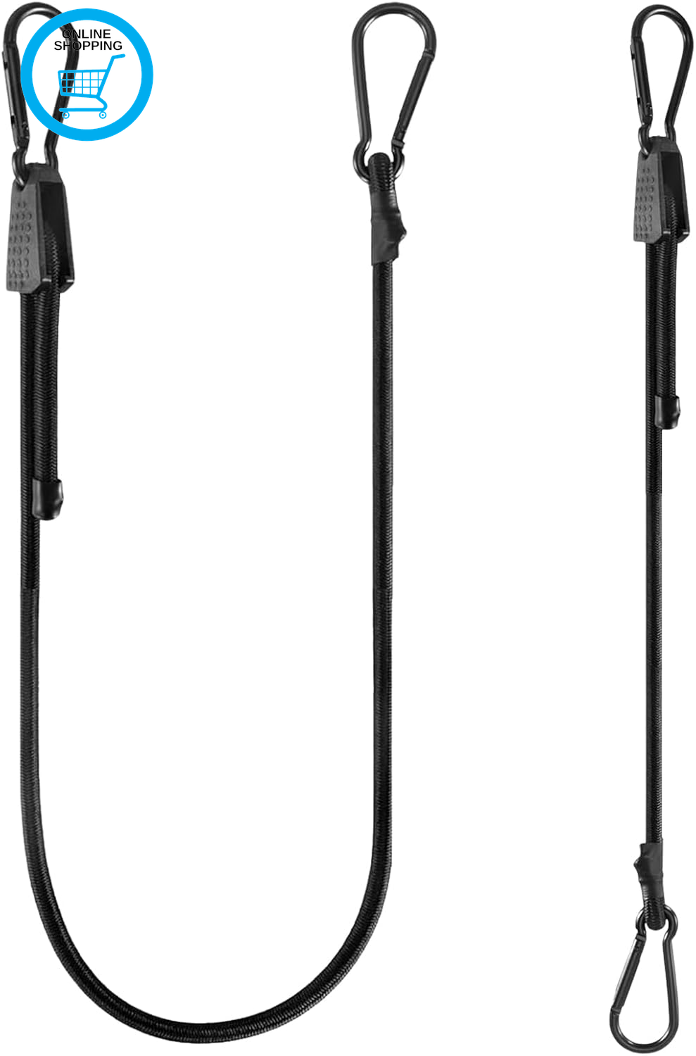 2 Pcs Bungee Cords with Hooks, 1M Djustable Bungee Cords with Carabiner Safety H