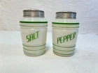 Vtg salt pepper shakers  milk glass  Hazel Atlas 1940s Depression 4 5/8"