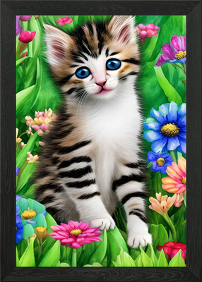 Tier Katze niedliches Kätzchen gerahmtes Wandbild Poster Leinwanddruck Bild