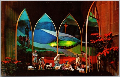 Vintage Postcard St. Joseph Cathedral Nativity Display Columbus, OH 1960s
