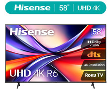 Hisense 58" in 4K LED Smart TV Roku Dolby Vision HDR 2DayShip
