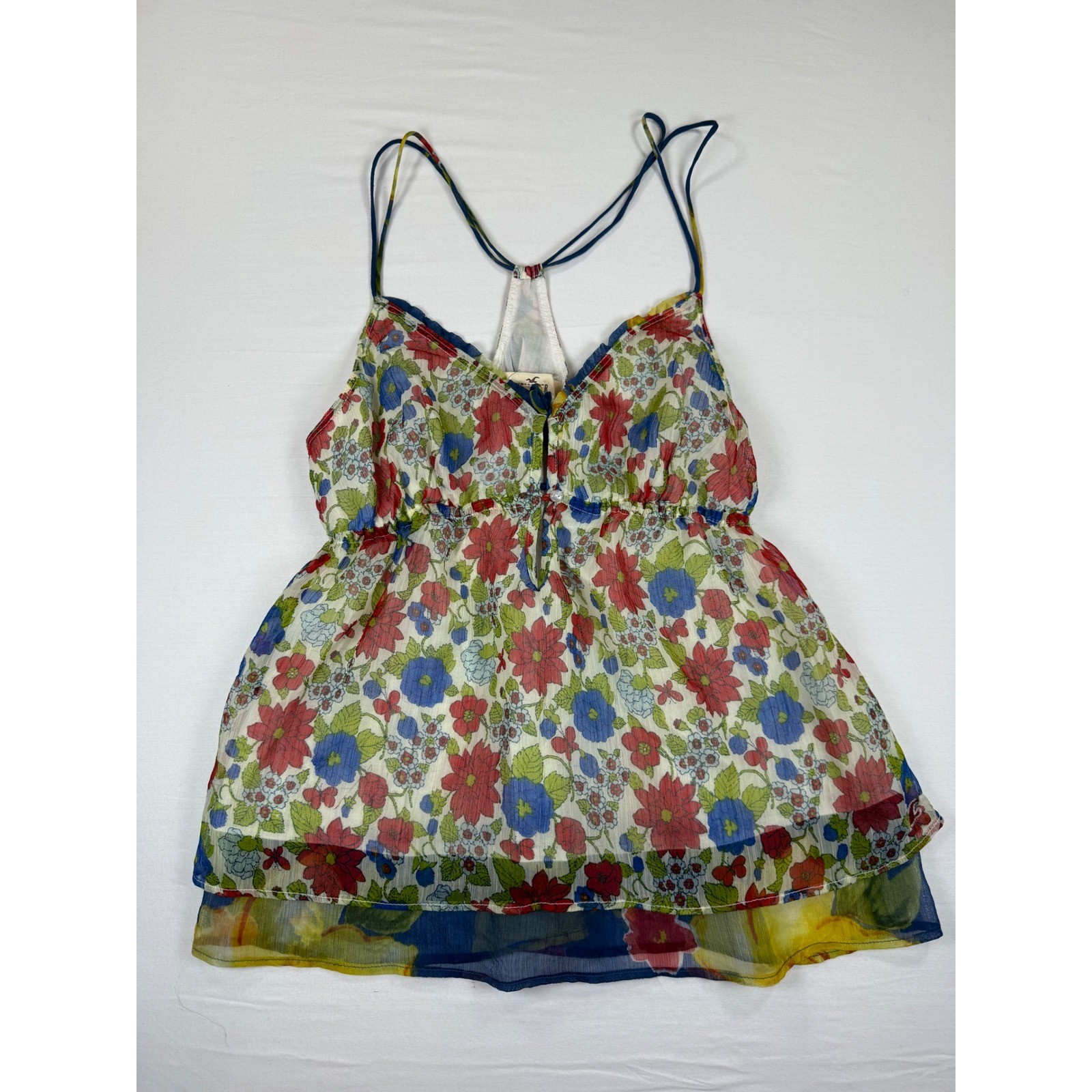 Hollister camisole Womens Floral Chiffon Empire Waist Top Medium