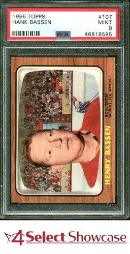 1966 TOPPS #107 HANK BASSEN RED WINGS POP 4 PSA 9 SET BREAK
