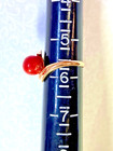 14k Gold Ring w/ Natural Red OXBLOOD CORAL 8mm BEAD, Ring Sz. 5.5, Mediterranean — photo 3