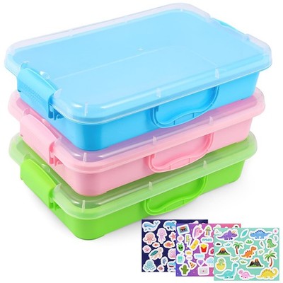 FIIOEOY 3 Pcs Sensory Bin Sand Tray with Lid & 3 Stickers, Stackable Plastic ...