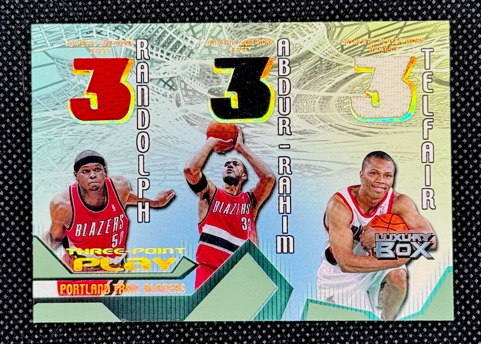 2004-05 Luxury Box 3 Point Play Triple Patch RANDOLPH RAHIM TELFAIR #/75 Blazers