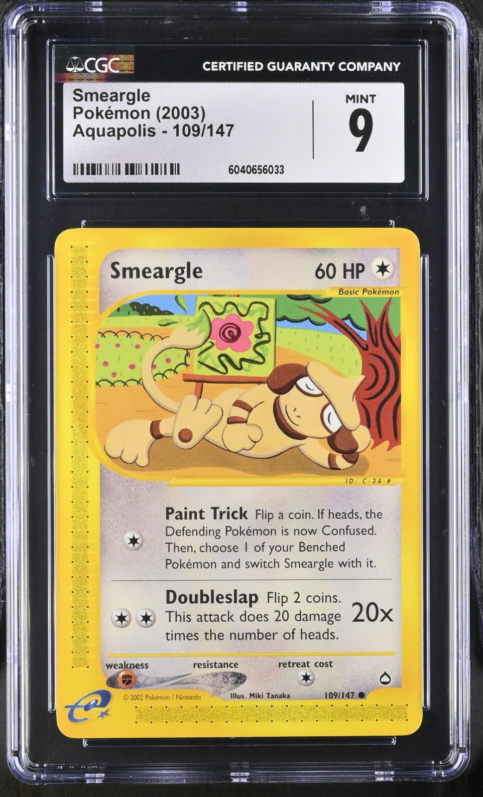 CGC 9 Smeargle 109/147 Aquapolis 2003 Pokemon Card