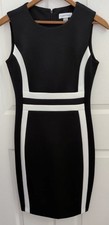 Calvin Klein Women's Black/White Color Block Sleeveless Sheath Career Dress 2