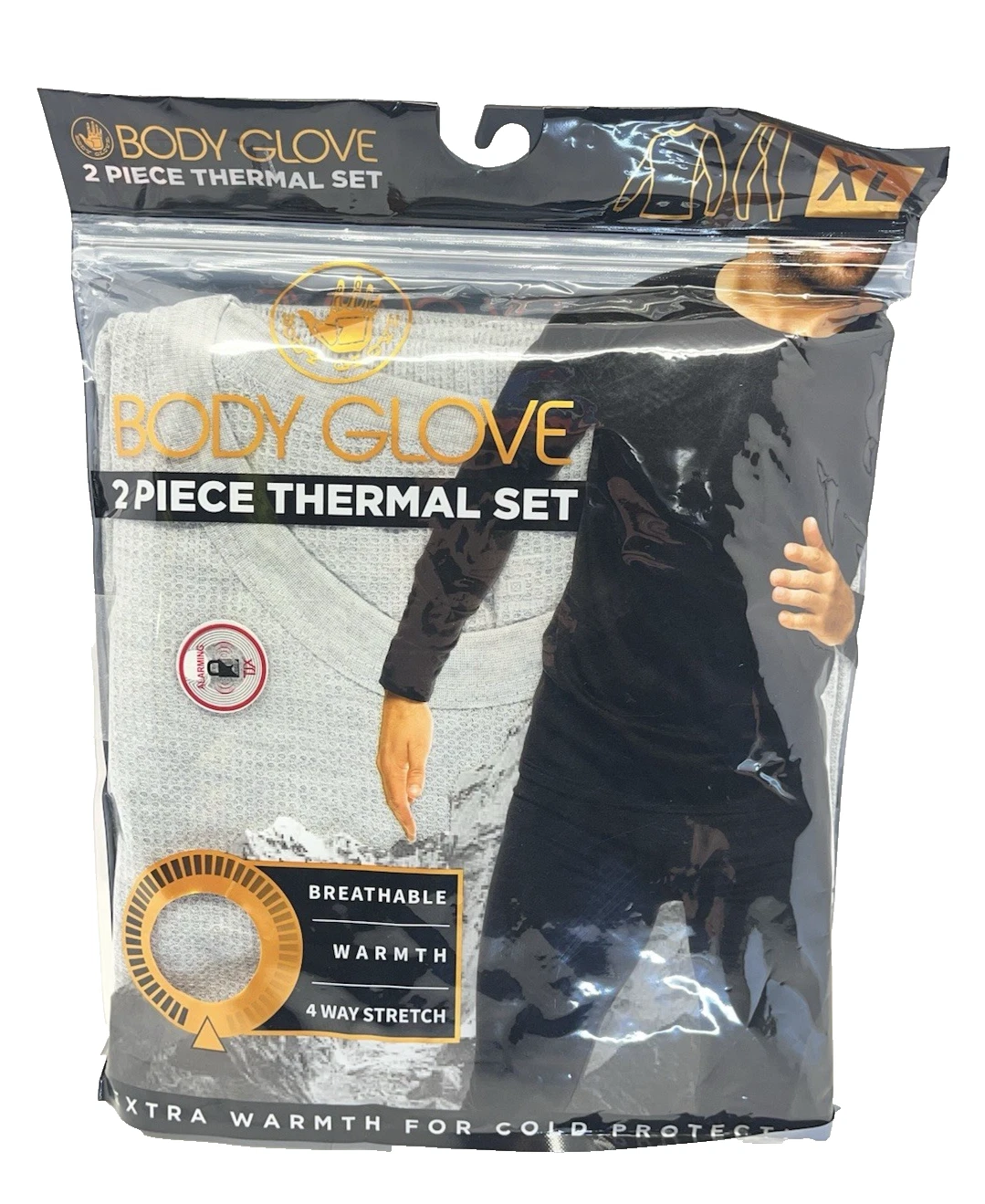 New BODY GLOVE Men's XL 2-Piece Gray Breathable Moisture Wicking Thermal Set
