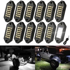 White Rock Lights, 12 Pods LED Rock Lights Underglow kit IP67 12 pods