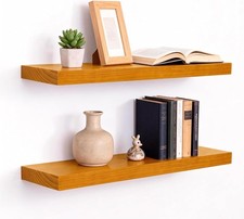 Floating Shelves for Wall 24 Inch Solid Real Wood Shelves Set of 2 Rustic