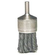 Knot Wire End Brush, Steel Bristles, 1-1/8 in Brush dia x 0.020 in Wire, 22000
