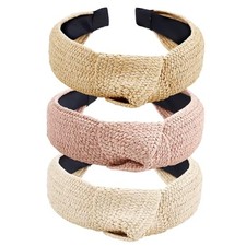 3 Pcs Straw Headbands Bohemian Wide Headband Summer Woven Hair Head for Woman