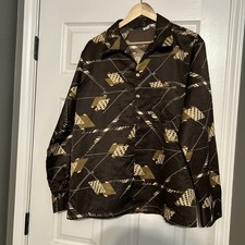 Vintage 70s Triumph of California Shirt Mens XL Brown Disco-Style 100 Polyester