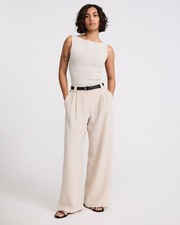 NEW EXPRESS 88 WARM STONE SIGNATURE CREPE HIGH WAISTED RELAXED TROUSER PANTS 6