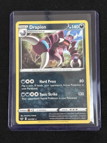 2020 POKEMON CARD 122/202 DRAPION RARE SWORD & SHIELD BASE SET SWSH TCG FS