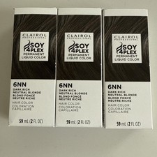 3 Clairol Soy 4PLEX Permanent Hair Color Liquid 2oz-DARK RICH NEUTRAL BLONDE 6nn