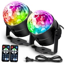  2-Pack Disco Ball DJ Party Lights Sound Activated with Remote Control 2 Pack