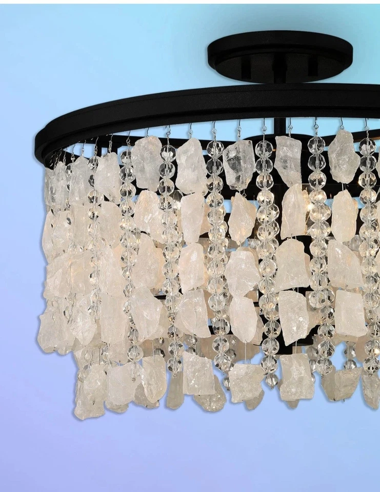 Minka Lavery 6703 elegância cintilante 4 luzes 20"W semi-flush - carvão areia - Imagem 4 de 4