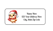 30 Christmas Chick PERSONALIZED RETURN ADDRESS LABELS 1 in X 2 5/8 GLOSSY