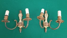 Coppia Di Appliques Antiche In Bronzo Decorati In Stile Capodimonte