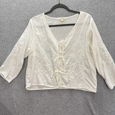 Christian Siriano Linen Blend Tie Front Top S...