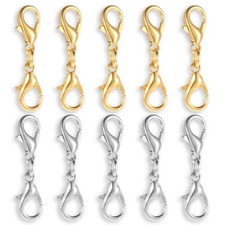 10 Pcs Double Lobster Clasp Necklace Chain Extenders Bracelet Clasp Connector..