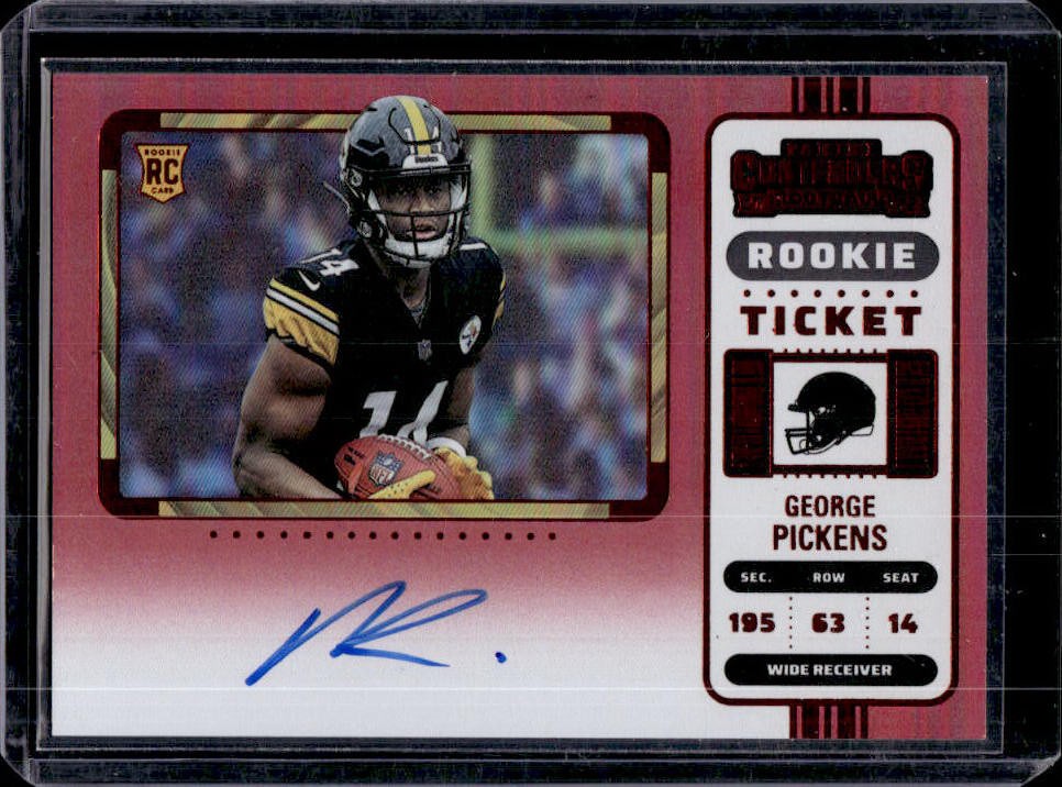 2022 Contenders George Pickens RC Red Zone Rookie Ticket Auto VAR #118b