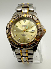 Casio Quartz Two Tone Gold Dial 100M Water Resistant Watch Working