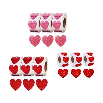3 Roll Love Heart Adhesive Sticker For Gift And Letters Featuring Unique Designs